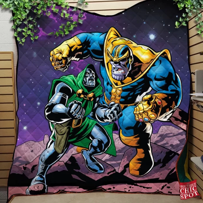 Doctor Doom vs Thanos Quilt Blanket