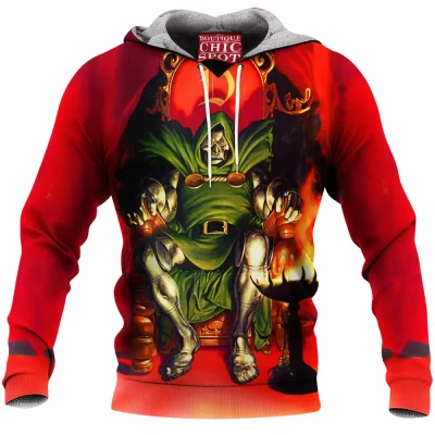 Comic Fleece-Hoodie, Doctor Doom Fleece-Hoodie, Dr Doom Fleece-Hoodie