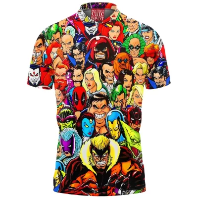 Comic Polo Shirt, X-men Polo Shirt, X-men Villains Polo Shirt