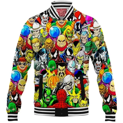 Comic Baseball-Jacket, Spider Villains Baseball-Jacket, Spider-man Baseball-Jacket, Spider-man Villains Baseball-Jacket