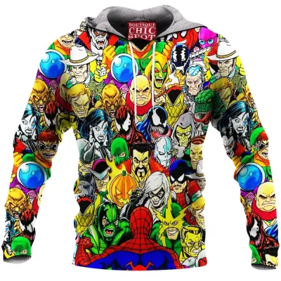 Comic Fleece-Hoodie, Spider Villains Fleece-Hoodie, Spider-man Fleece-Hoodie, Spider-man Villains Fleece-Hoodie
