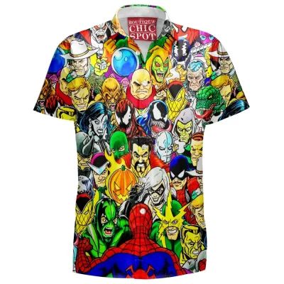 Comic Hawaiian-Shirt, Spider Villains Hawaiian-Shirt, Spider-man Hawaiian-Shirt, Spider-man Villains Hawaiian-Shirt