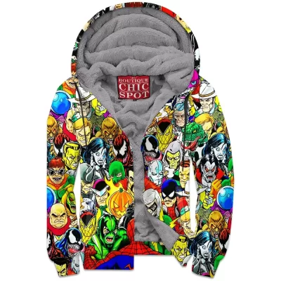 Comic Zip-Fleece-Hoodie, Spider Villains Zip-Fleece-Hoodie, Spider-man Zip-Fleece-Hoodie, Spider-man Villains Zip-Fleece-Hoodie