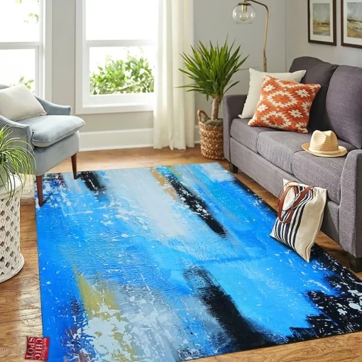 Blue Abstract Rectangle Rug