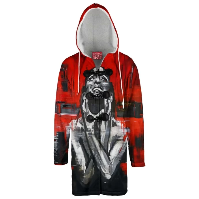 Abstract Pain Hooded Cloak Coat