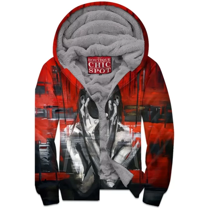 Abstract Pain Zip Fleece Hoodie