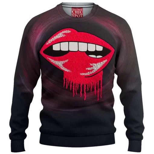 Woman Mouth Knitted Sweater