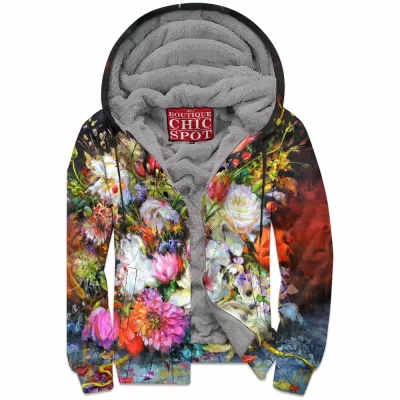 Flower Zip-Fleece-Hoodie