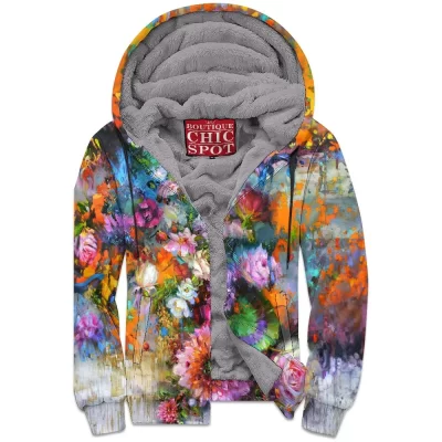 Flower Zip-Fleece-Hoodie
