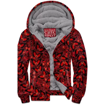 Butterfly Zip-Fleece-Hoodie, Insect Zip-Fleece-Hoodie
