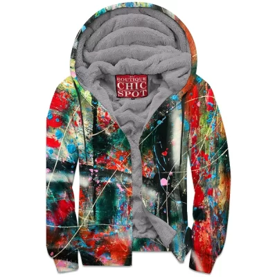 Abstract Zip-Fleece-Hoodie