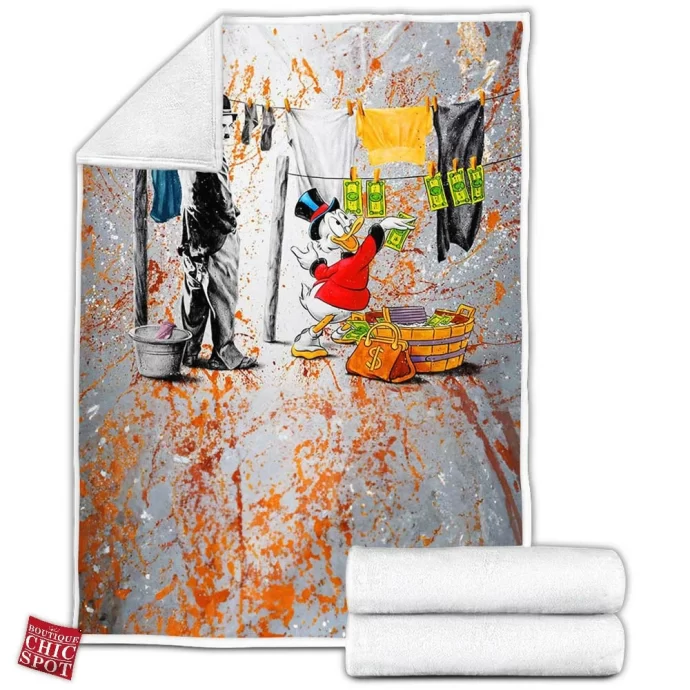 Charlie Chaplin McDuck Scrooge Fleece Blanket