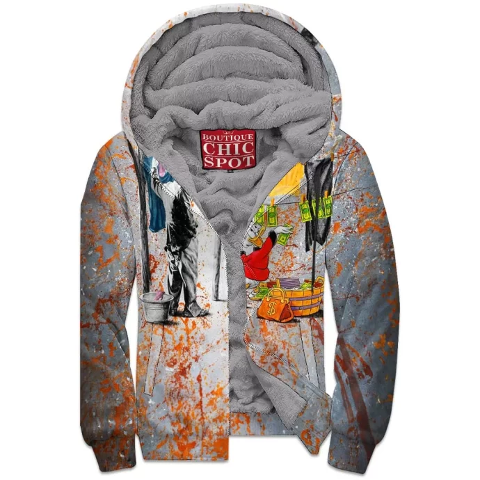 Charlie Chaplin McDuck Scrooge Zip Fleece Hoodie