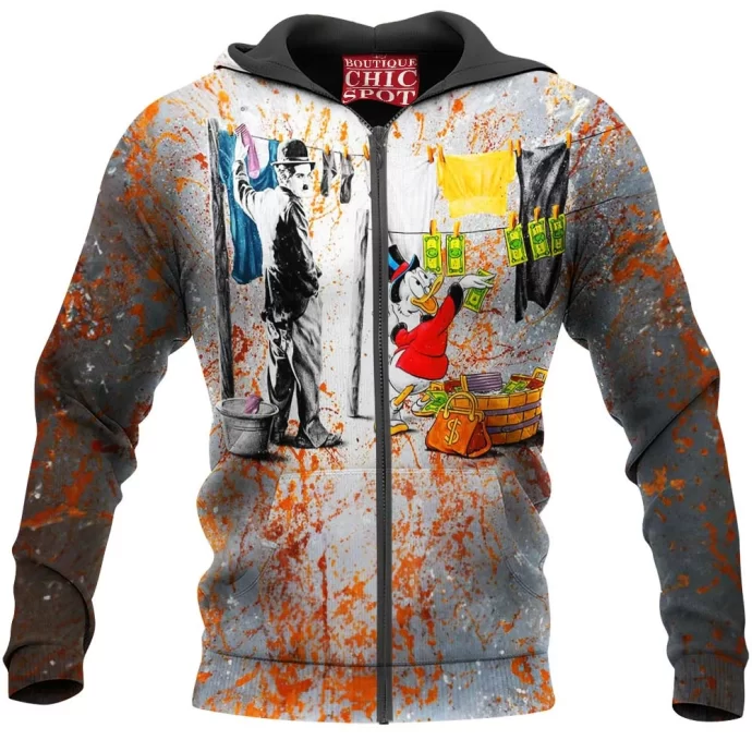 Charlie Chaplin McDuck Scrooge Zip Hoodie