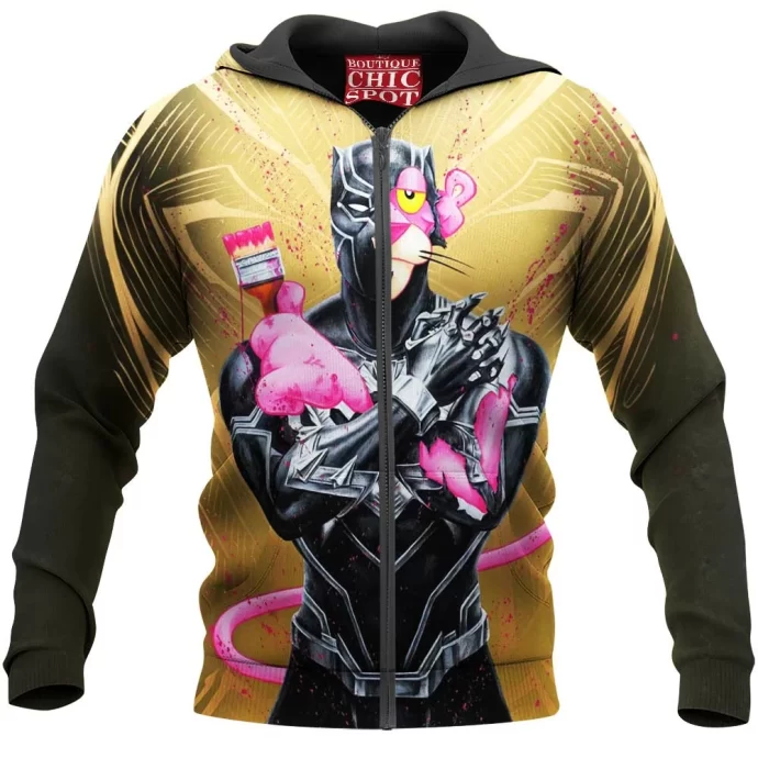 Pink Panther Black Panther Zip Hoodie