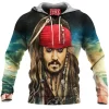 Captain Jack Sparrow Fleece-Hoodie, Fantasy Fleece-Hoodie, Pirates of the Caribbean Fleece-Hoodie