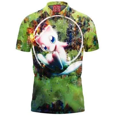 Anime Polo Shirt, Pokemon Polo Shirt, Mew Polo Shirt