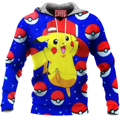 Anime Fleece-Hoodie, Pikachu Fleece-Hoodie, Pokemon Fleece-Hoodie