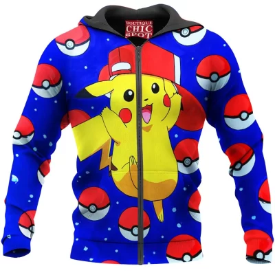 Anime Zip-Hoodie, Pikachu Zip-Hoodie, Pokemon Zip-Hoodie
