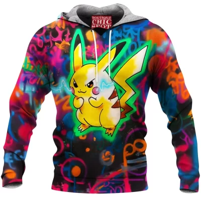 Anime Fleece-Hoodie, Pikachu Fleece-Hoodie, Pokemon Fleece-Hoodie