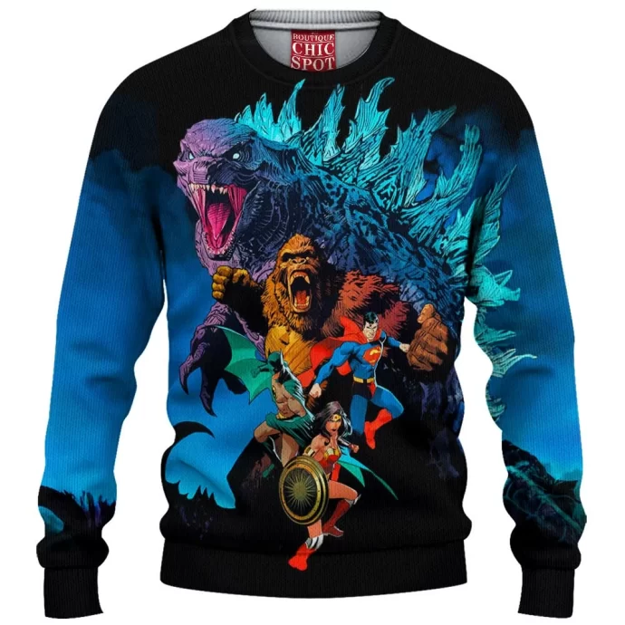 Justice League Godzilla Kong Knitted Sweater