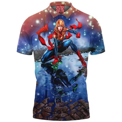 Comic Polo Shirt, Captain Marvel Polo Shirt