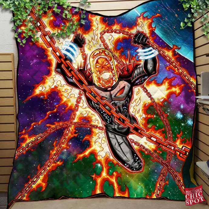 Cosmic Ghost Rider Quilt Blanket