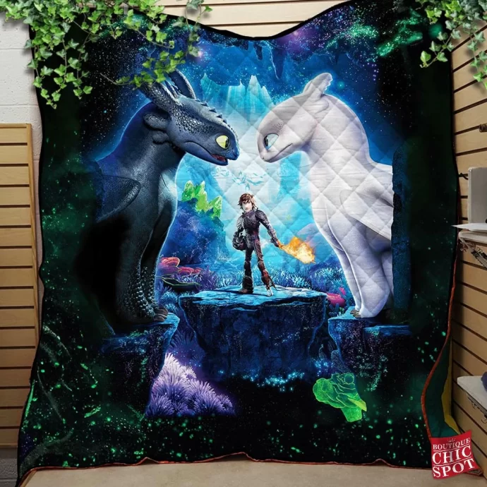 Night Light Fury Quilt Blanket