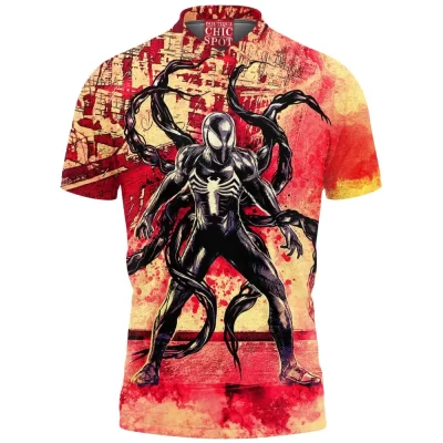 Comic Polo Shirt, Spider-man Polo Shirt, Venom Polo Shirt, Symbiote Polo Shirt