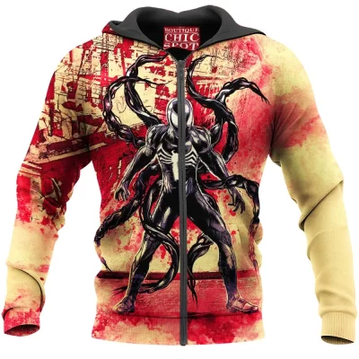 Comic Zip-Hoodie, Spider-man Zip-Hoodie, Venom Zip-Hoodie, Symbiote Zip-Hoodie