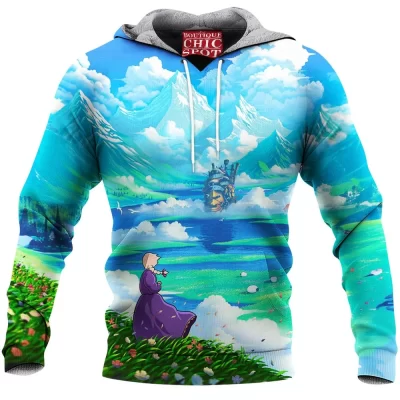 Anime Fleece-Hoodie, Howls Moving Castle Fleece-Hoodie, Ghibli Fleece-Hoodie