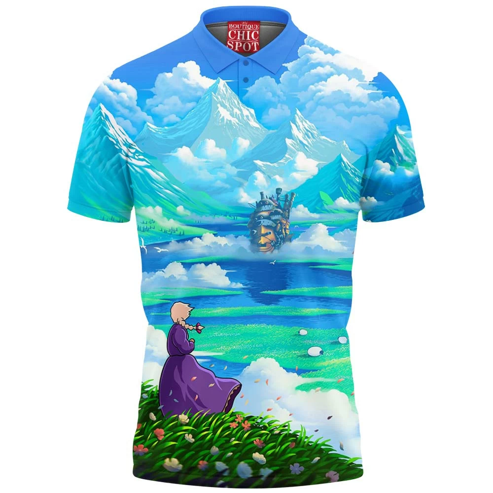 Anime Polo Shirt, Howls Moving Castle Polo Shirt, Ghibli Polo Shirt 1 T TRINH Boutique 9479 Polo Shirt