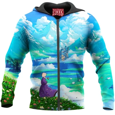 Anime Zip-Hoodie, Howls Moving Castle Zip-Hoodie, Ghibli Zip-Hoodie
