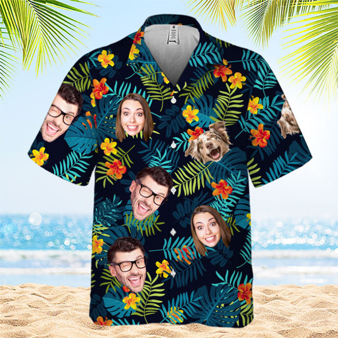 Custom Photo Tropical Vibes Only Family Personalized Face Custom Hawaiian Shirt