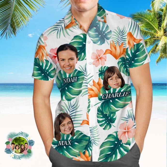 Personalized Hawaiian Shirt, Custom Hawaiian Shirt with Face and Text Father's Day Gift For Dad