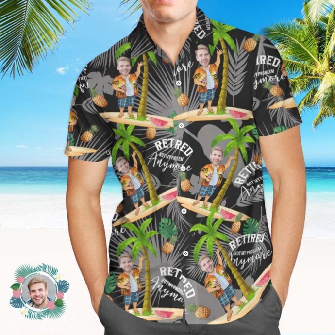 Personalized Hawaiian Shirt, Custom Hawaiian Shirt with Face Retirement Gift for Dad