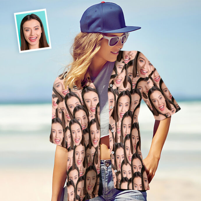 Personalized Hawaiian Shirt, Custom Hawaiian Shirt with Face Women's Hawaiian Shirt For Gifts