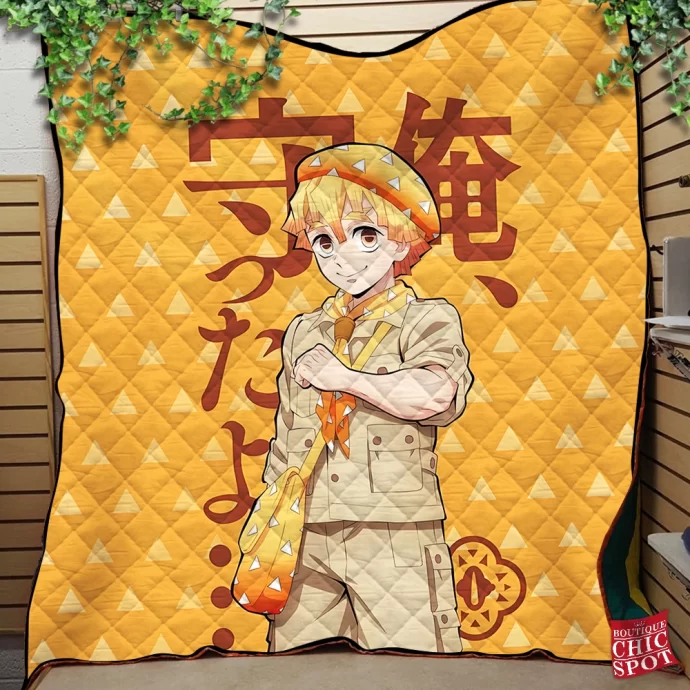 Demon Slayers Zenitsu Agatsuma Quilt Blanket