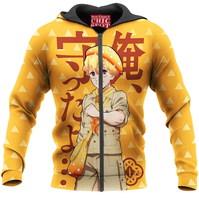 Demon Slayers Zenitsu Agatsuma Zip Hoodie