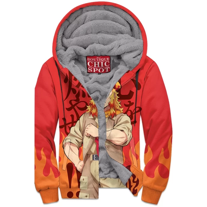 Demon Slayers Kyojuro Rengoku Zip Fleece Hoodie