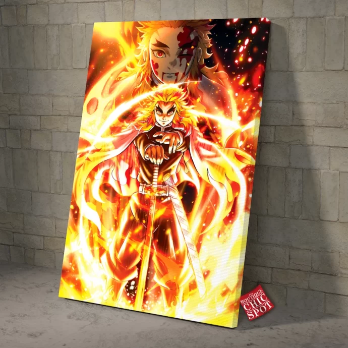 Demon Slayers Kyojuro Rengoku Canvas Wall Art