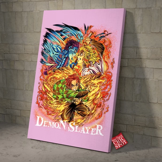 Demon Slayers Kyojuro Rengoku x Akaza Canvas Wall Art