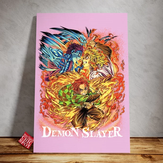 Demon Slayers Kyojuro Rengoku x Akaza Canvas Wall Art