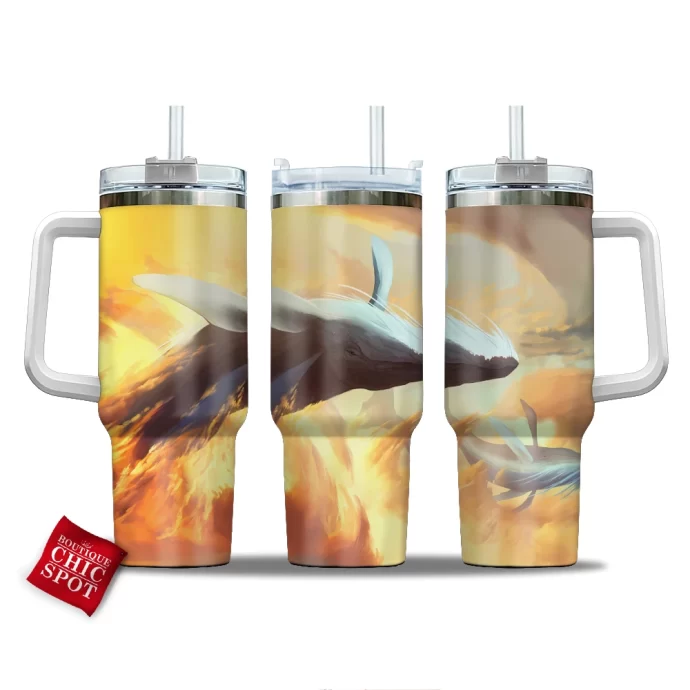 Fantasy Flying Whales Curved Tumbler