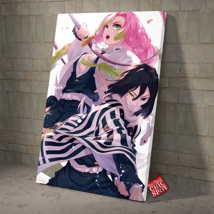 Demon Slayers Mitsuri Kanroji x Obanai Iguro Canvas Wall Art