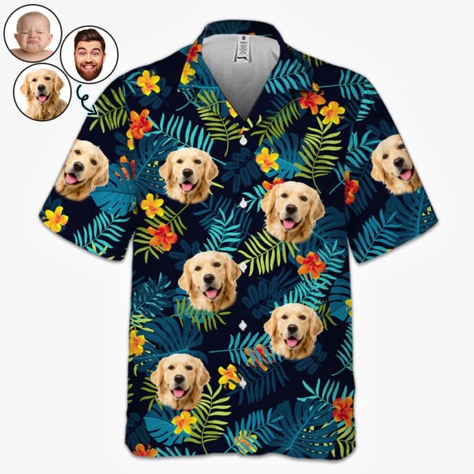 Custom Photo Tropical Vibes Only Family Personalized Face Custom Hawaiian Shirt