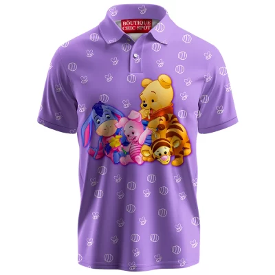 Animation Polo Shirt, Disney Polo Shirt, Eeyore Polo Shirt, Piglet Polo Shirt, Tigger Polo Shirt, Winnie The Pooh Polo Shirt
