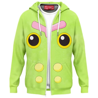 Anime Zip-Hoodie, Pokemon Zip-Hoodie, Caterpie Zip-Hoodie