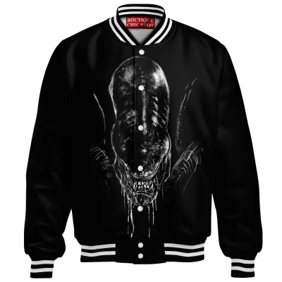 Alien Baseball-Jacket, Horror Baseball-Jacket, Sci-Fi Baseball-Jacket, Xenomorph Baseball-Jacket