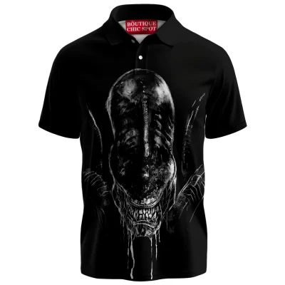 Alien Polo Shirt, Horror Polo Shirt, Sci-Fi Polo Shirt, Xenomorph Polo Shirt